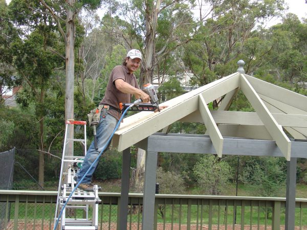 Outdoor gazebo platform at a good height for roofing